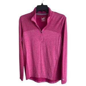 PUMA Women's Evoknit Dry Cell Heather Pink Golf Run Pullover Size L Long Sleeve